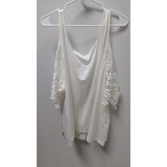 Shein Curve White Lace Cold-Shoulder Blouse - Picture 2 of 2